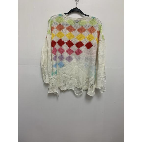 Wildfox White Label Rainbow Lennon Sweater Distressed Oversized Pride Grunge S - Picture 3 of 4